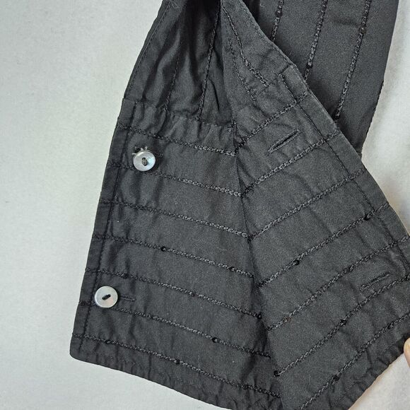 Lafayette 148 New York Blouse Women 14 Black Sequins Embroidered Striped FLAWED - Picture 13 of 16